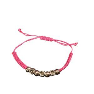 Trendy Pink Skull Bracelet Adjustable Macrame Friendship Jewelry R-43‎